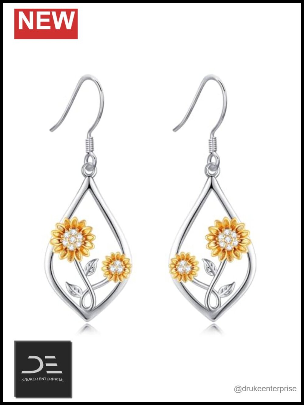 925 Sterling Silver Floral Dangle Drop Earrings for Women Handmade Gift